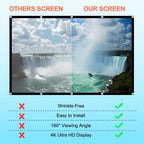 Projection Screen 100 Inch 16:9  Projector Screen Portable Outdoor Indoor Wrinkle-Free 4K HD Wall-Mounted Backyard Movie Night Camping Office Presentation (221X125Cm)