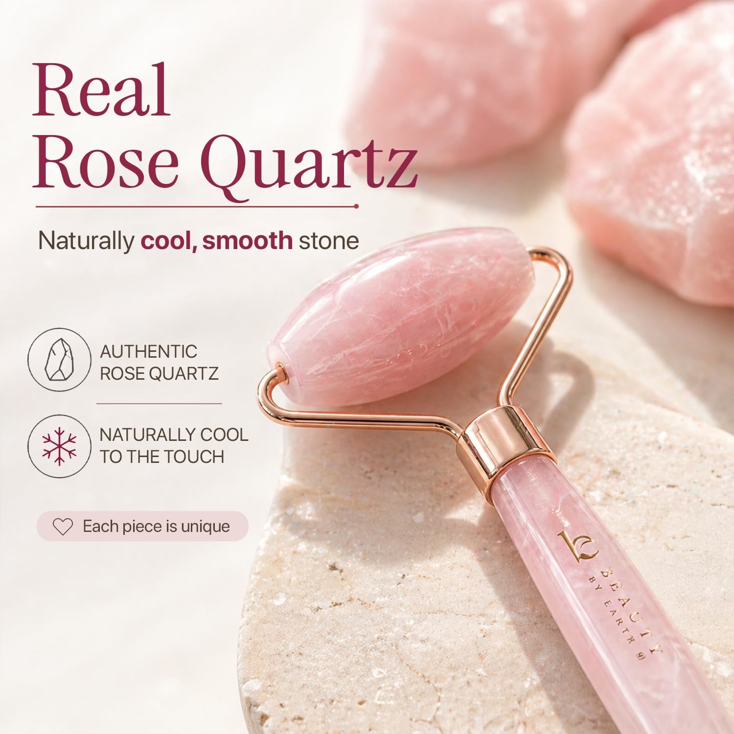 Rose Quartz Face Roller - Depuffs & Smoothes Fine Lines and Wrinkles | Skin Care Tools & Relaxation Gifts for Women, Teenage Girl Gifts, Beauty Gift Ideas, Face Massager Tools, Facial Tool