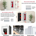 Rounded Corner Semi Recessed Steel Fire Extinguisher Cabinet White 2PC | for 2.5/5/10 LB Extinguisher ，Heavy-Duty Wall Mount Box ，Invisible Handle, Transparent Window, Indoor/Outdoor Use