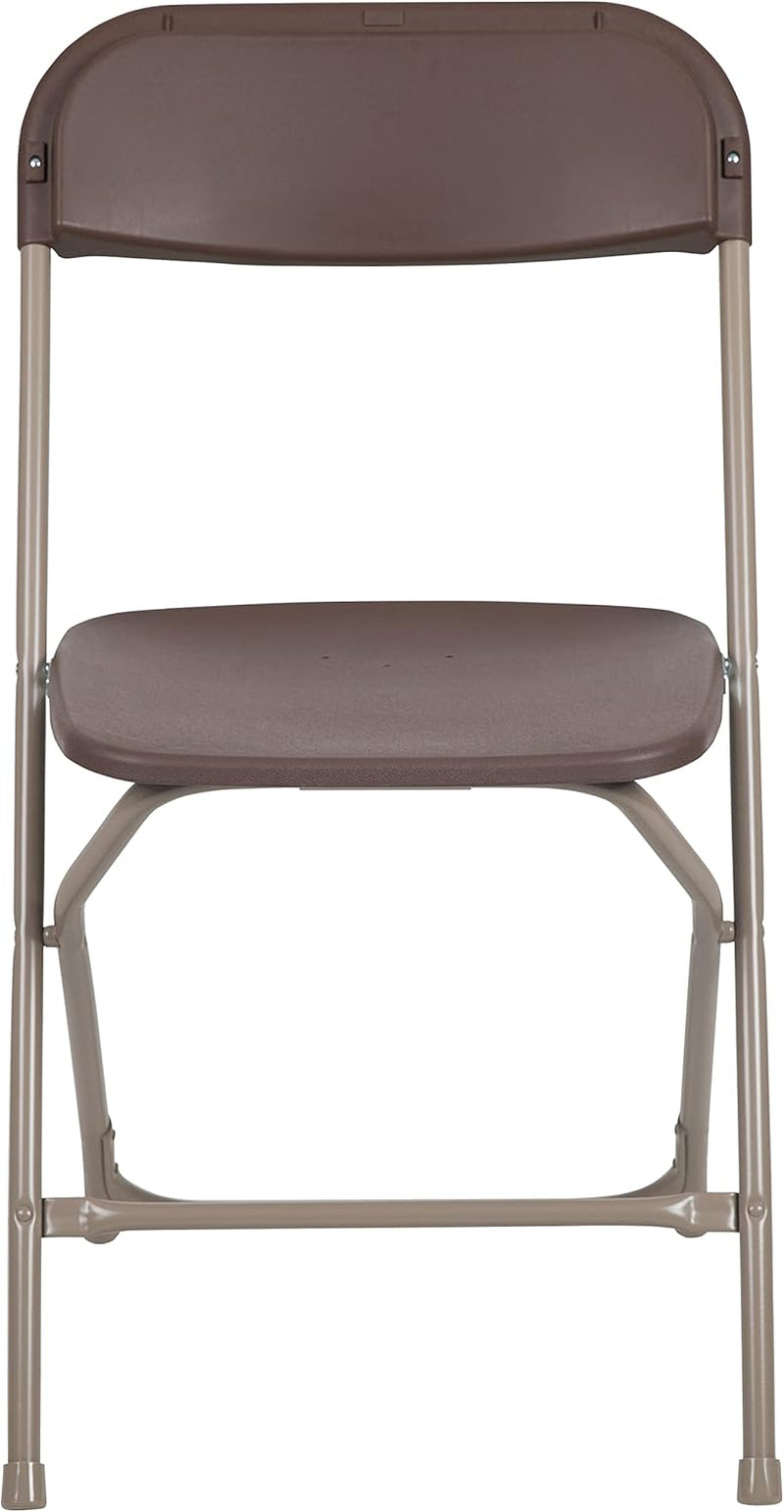 Hercules Series Plastic Folding Chair - Brown - 4 Pack 650LB Weight Capacity Comfortable Event Chair-Lightweight Folding Chair