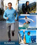 Sun Shirt UPF 50+ Men'S Fishing Shirt Long Sleeve UV Protection Hoodie Rash Guard for Swimming Running Hiking Light