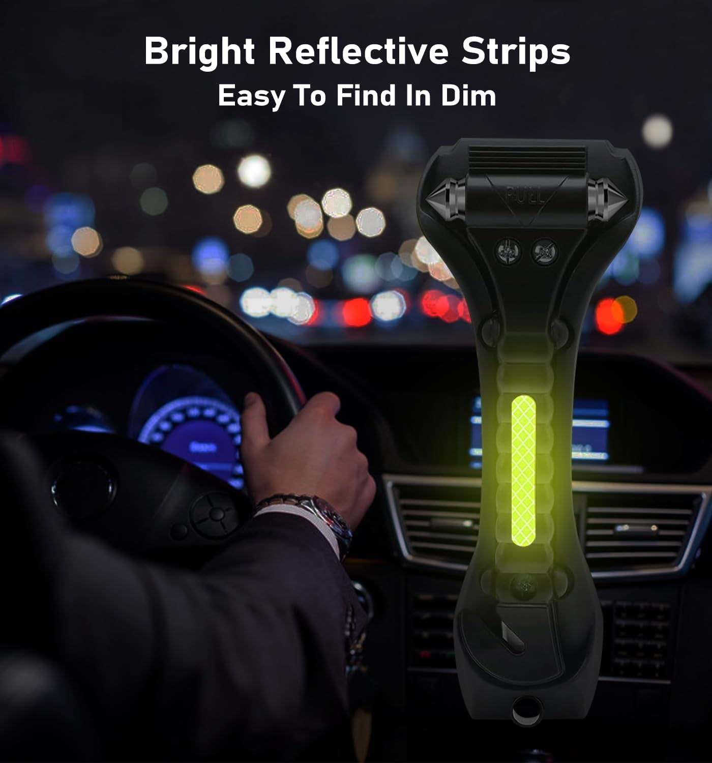 Car Safety Hammer 4 Pack, Car Window Glass Breaker and Seat Belt Cutter Auto Emergency Escape Tool with Light Reflective Tape for Family Rescue, Life Saving Survival Kit