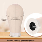 Wig Stand Set, 22In Off-White Canvas Wig Head with 360 Rotation & Adjustable Height, Includes Tripod, Wig Caps, Pins, Thread, Brush