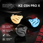 KZ ZSN PRO X Gaming Earbuds, Hifi in Ear Monitor IEM Headphones,1Ba 1DD Earbud Headphone Dual Driver Drummer Musician Earphone Stereo Headset with Removable C Pin Cable for Church (NO Mic,Dark Black)