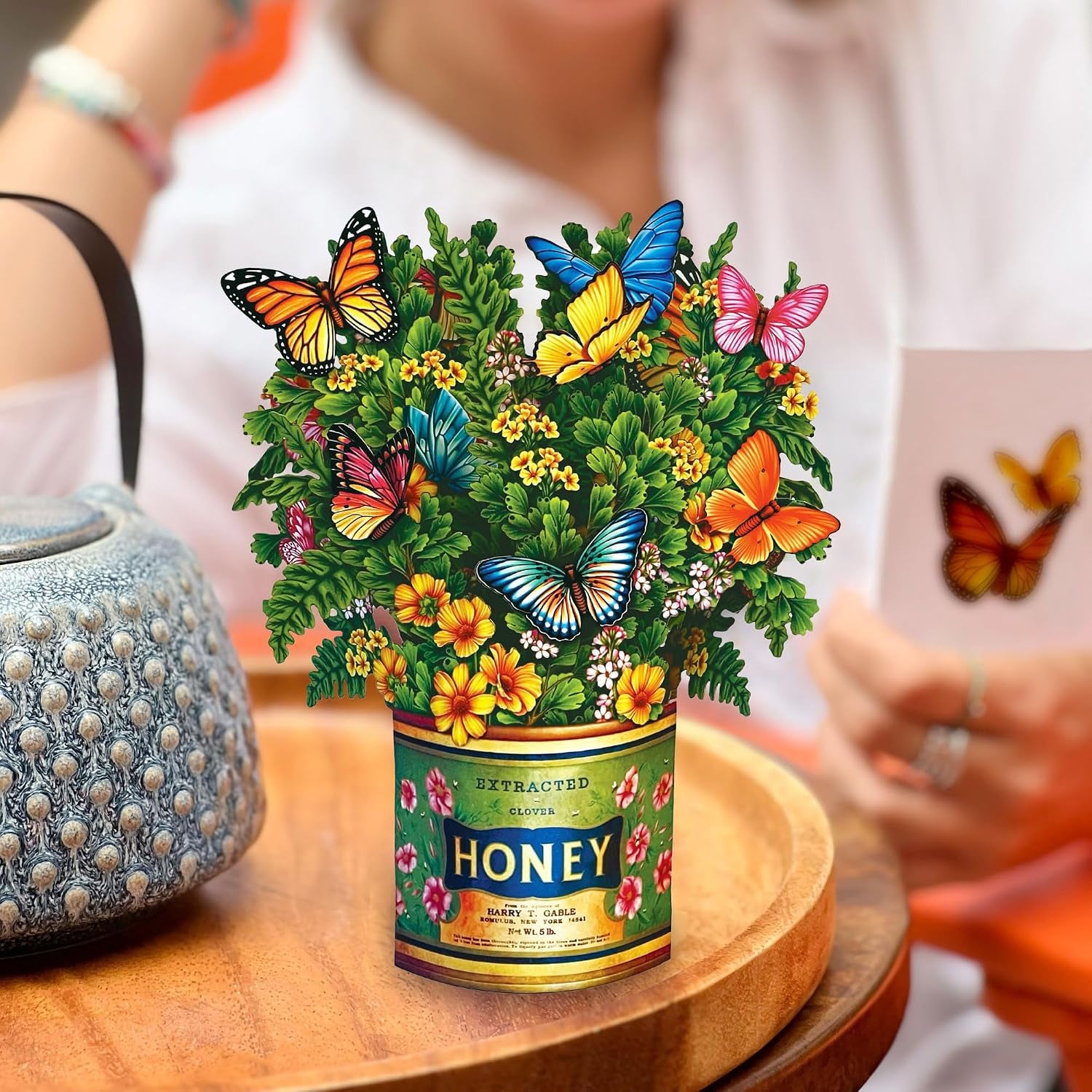 Pop up Cards, Mini Buttercups & Butterflies, 6 Inch Life Sized Forever Flower Bouquet 3D Popup Greeting Card, Birthday Cards, Thank You Card, Blank Notecard & Envelope