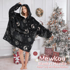 Wearable Blanket Hoodie for Adult,Oversized Sherpa Fleece Blanket Hoodie for Women Men,Sun and Moon