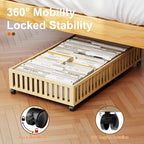 Bamboo under Bed Storage Containers with Wheels, 40L Underbed Drawers with Dust Bag, Breathable under Bed Shoe Storage, Rolling Underbed Clothes Storage, 2Pack
