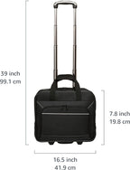 15.6" Rolling Laptop Bag for Travel and Business, Briefcase with Wheels, Adjustable Locking Handle, Black