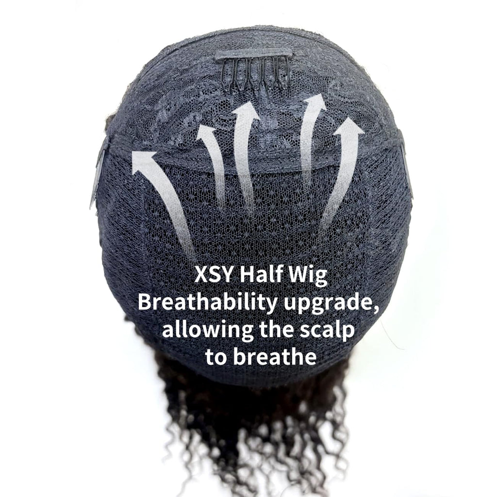 Half Wig Human Hair Deep Wave for Black Women 20 Inch Natural Colour | Curly Half Wigs for Women 3 in 1 Drawstring Flip over Glueless Wear Go Beginner Friendly 150% Density, Quick Install