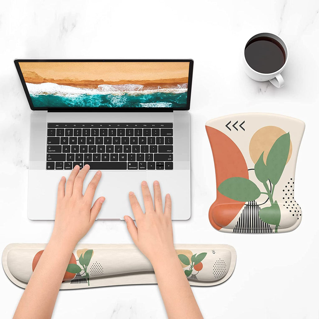Mouse Pad Wrist Support Keyboard Wrist Rest Pad Ergonomic Mousepad Non-Slip Memory Foam Keyboard Pad Easy Typing Pain Relief Perfect for PC Laptop Gaming Office, Modern Abstract Style