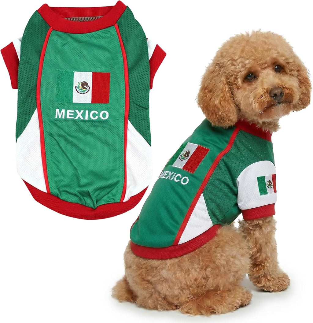 Dog Mexico Jersey - Breathable Mesh Puppy Football Jersey - Lightweight Stretch Sporty Dog Mexican Outfit - Summer Shirts for Large Dogs - Soccer Jersey for Dogs - Sportswear Pet Clothes