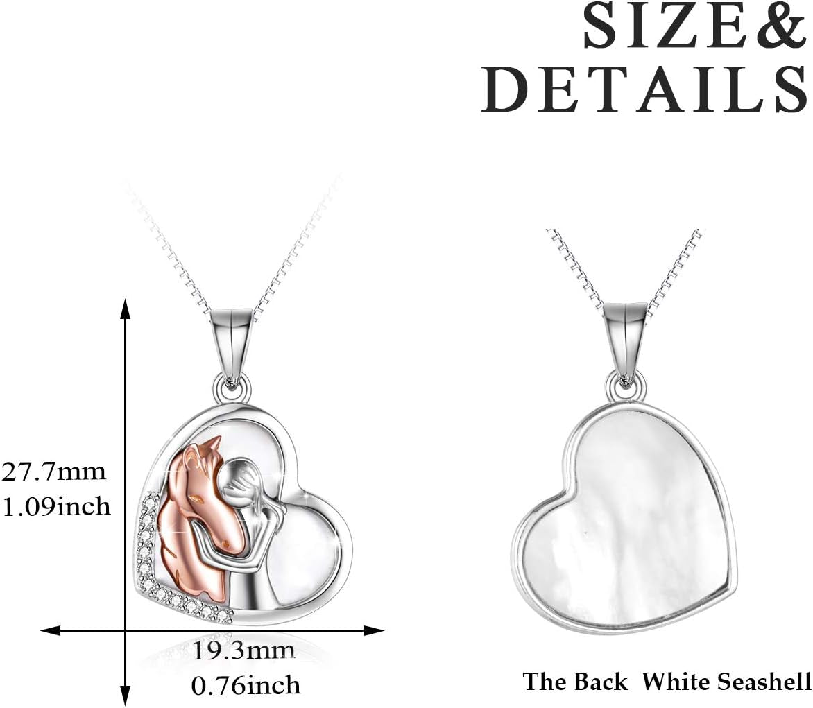 Horse Pendant Necklace Jewelry 925 Sterling Silver Women Embrace Horse Gift for Women