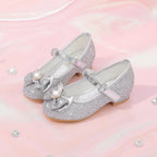 Girls Dress Shoes Mary Jane Wedding Flower Bridesmaids Heels Glitter Princess Shoes for Kids Toddler