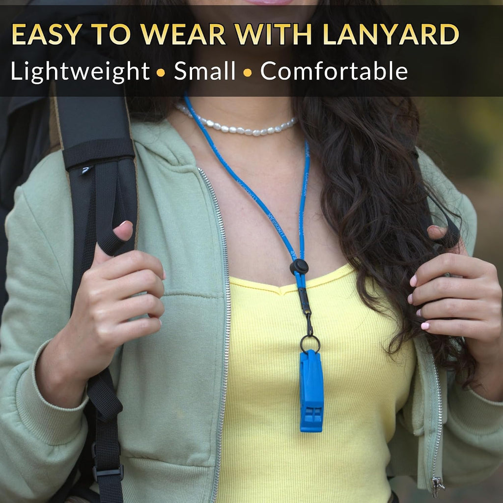 Blue Whistle (2-Pack) 120Db Loud Safety & Emergency Whistle with Lanyard and Breakaway Clasp for Hiking, Kayak, Boat, Personal Safety, Travel, Emergency Kits