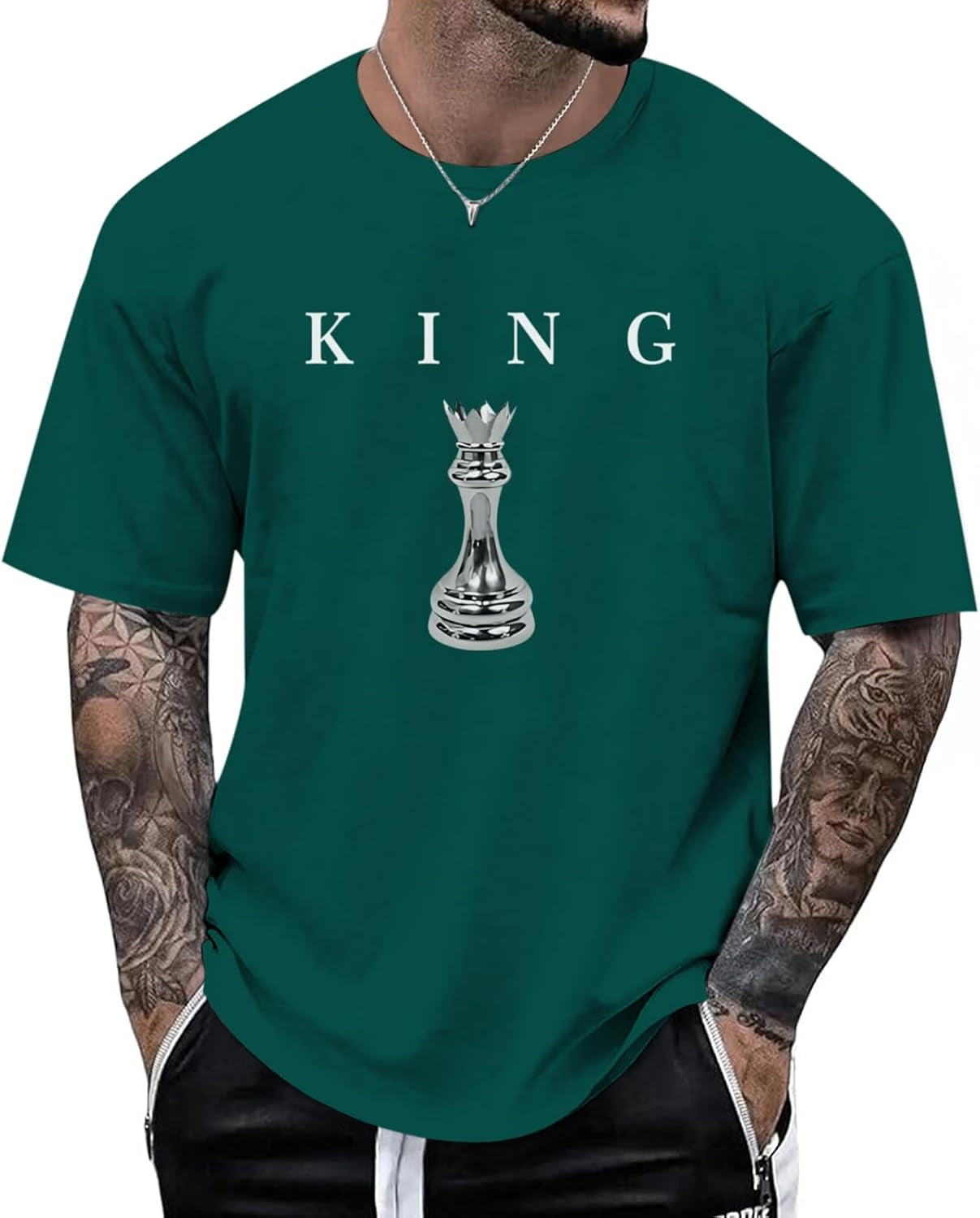 Men'S King Chess Shirt Graphic Tees Designer Printed T Shirts for Men Urban Letter T-Shirt Streetwear
