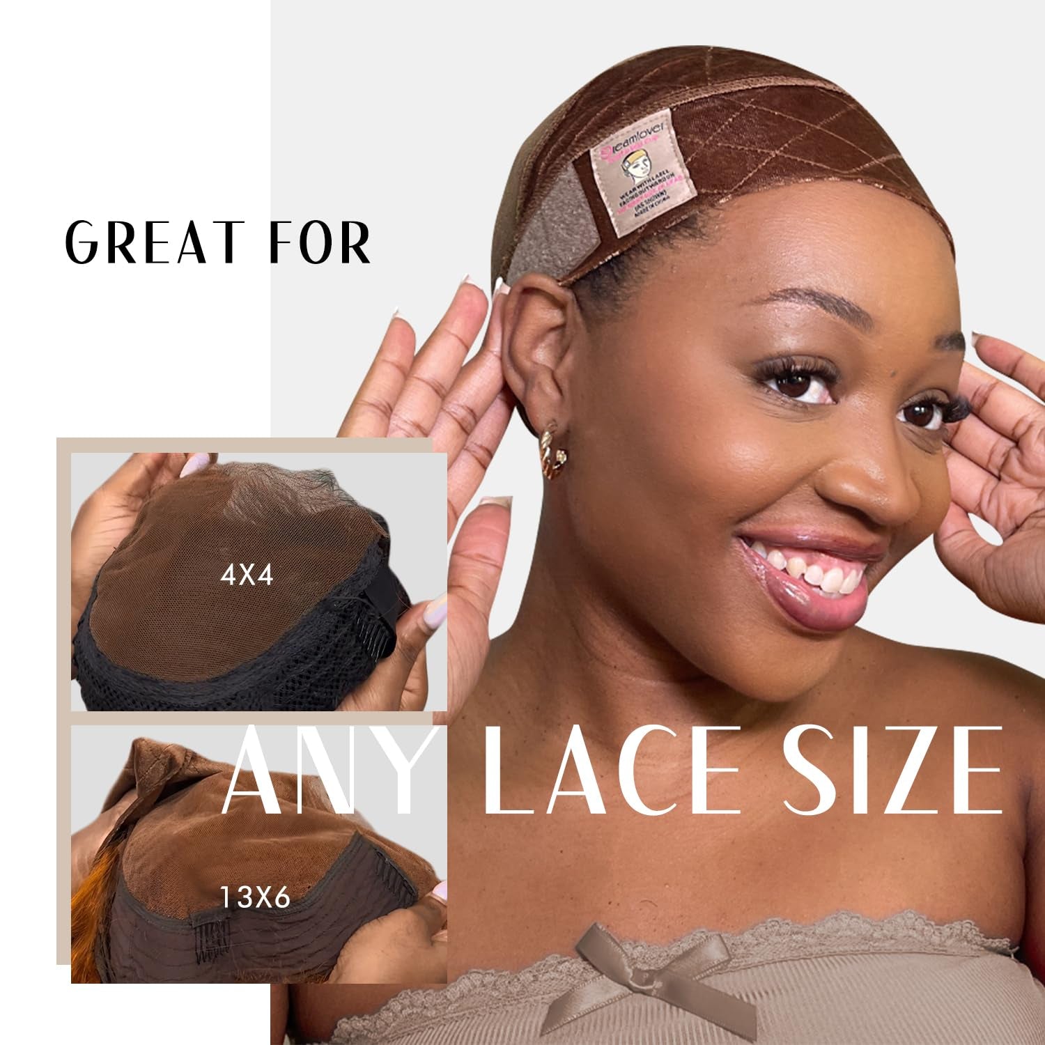 Wide Wig Grip Band for Lace Front Wigs, Velvet Wig Grip Band with Adjustable Hook & Loop Fastener, Nude, 1 Pieces