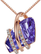 Wish Stone Pendant Necklace with Birthstone Crystal, 18K Rose Gold Plated/Silvertone, 18" + 2"