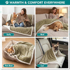 Dog Blanket for Medium Large Dogs and Pets, Soft Sherpa Fleece Pet Blanket Throw for Cats Puppies, Reversible Plush Couch Cover Protector for Sofa Bed Car Seat, Machine Washable, 80X60, Taupe