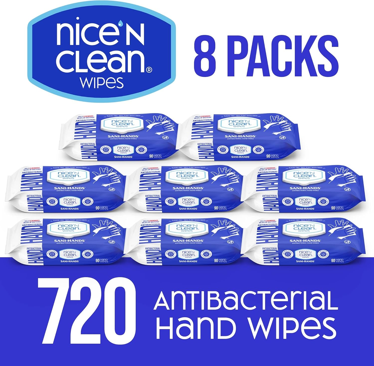 Sensitive Skin Wet Hand Wipes 90Ct (8-Pack) | Infused with Aloe | Hypoallergenic Wipes More Effective than Gel