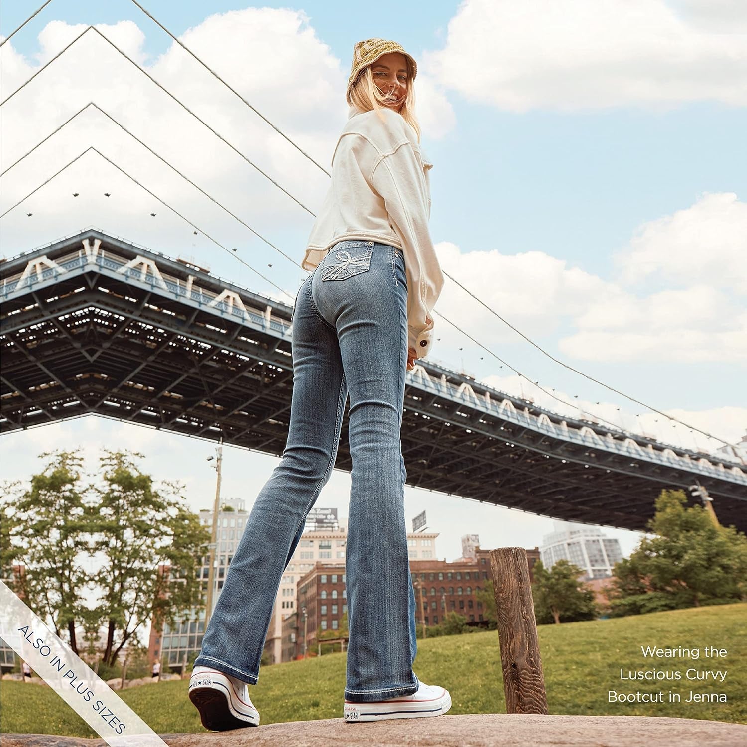 Luscious Curvy Bootcut Jeans for Women, Mid-Rise Insta Stretch Denim, Size-Inclusive Juniors Jeans