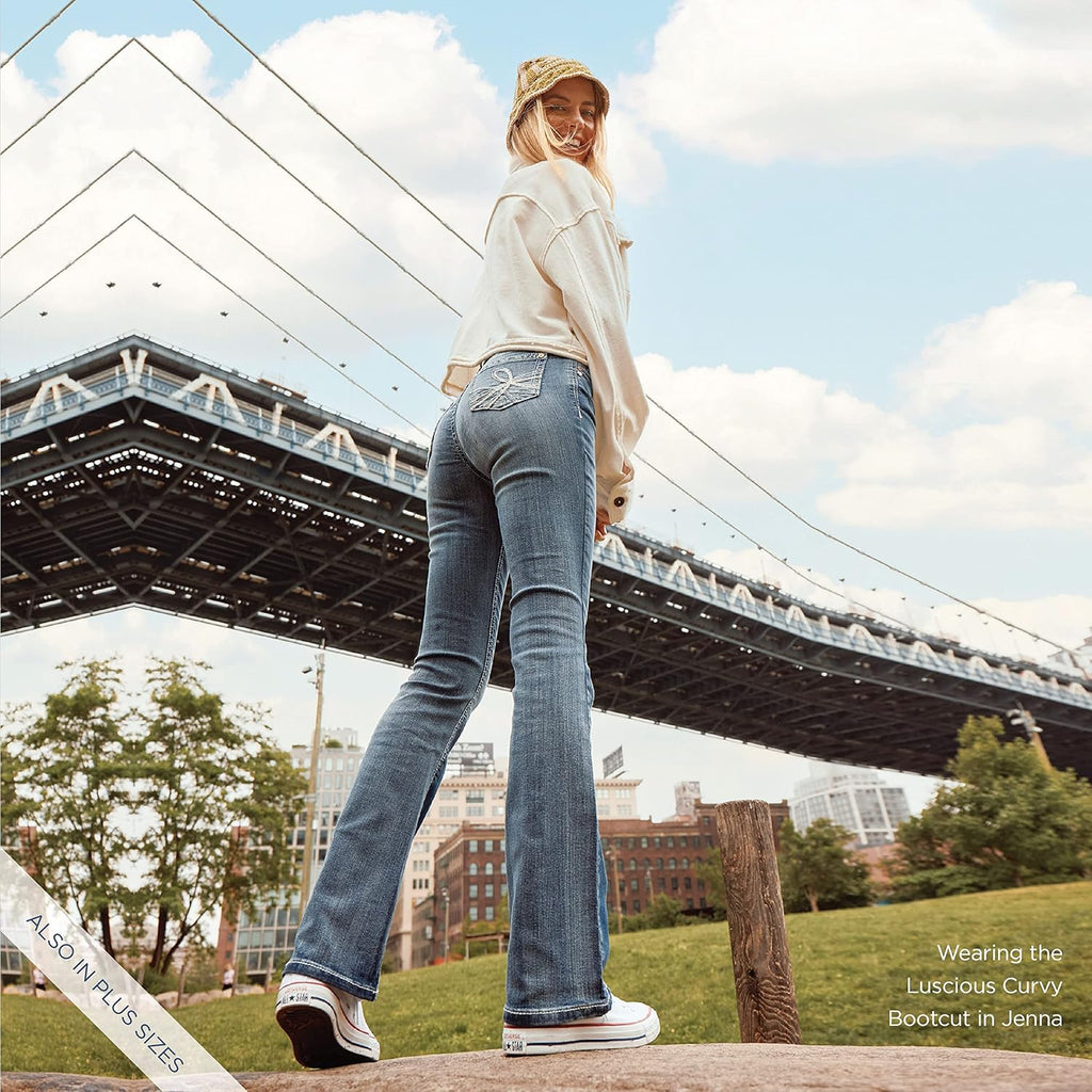Luscious Curvy Bootcut Jeans for Women, Mid-Rise Insta Stretch Denim, Size-Inclusive Juniors Jeans