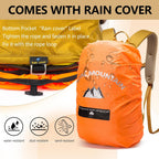 Small Hiking Backpack with Rain-Cover, 20L Travel Backpacks for Women Men, Camping Daypack Backpacks Lightweight, Durable Hiking Backpack Fit for Camping, Daily Commuting, Short Trips (Yellow)