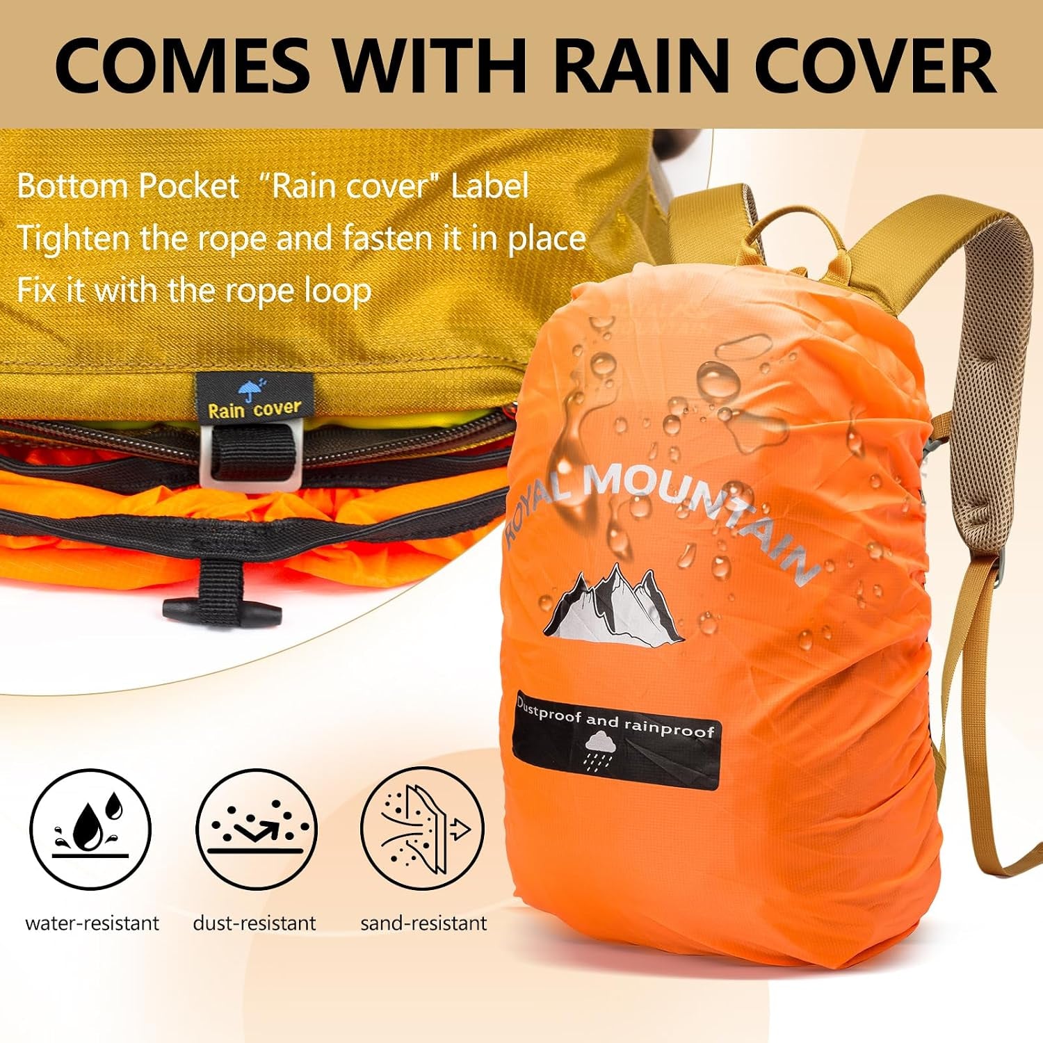 Small Hiking Backpack with Rain-Cover, 20L Travel Backpacks for Women Men, Camping Daypack Backpacks Lightweight, Durable Hiking Backpack Fit for Camping, Daily Commuting, Short Trips (Yellow)