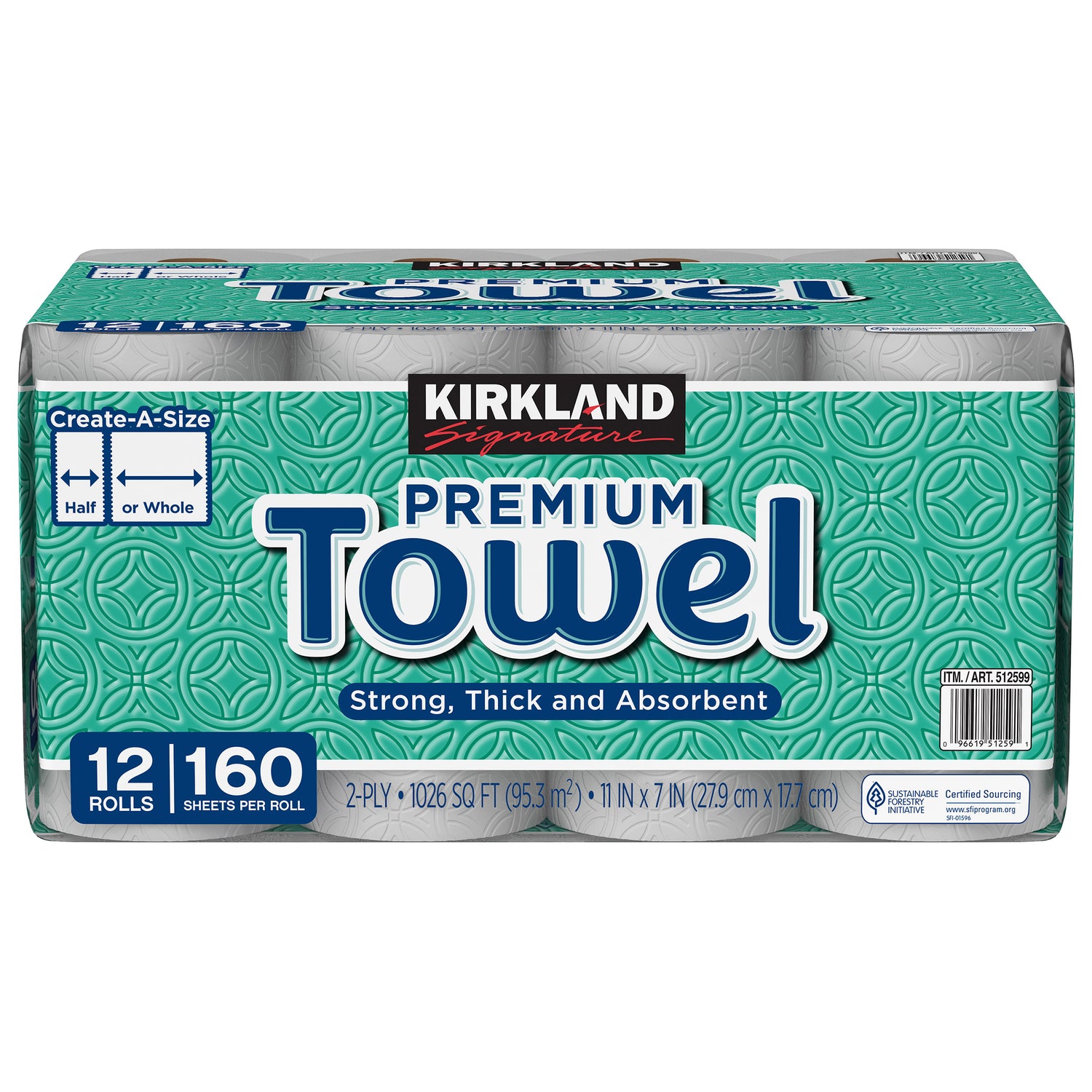 Paper Towels, 2-Ply, 160 Sheets, 12 Individually Wrapped Rolls