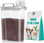 Dog Cat Food Storage Container 5 to 7 Lbs, Airtight Pet Food Dispenser with Easy-Pouring Spout & Measuring Cup, Portable Kibble Container for Travel Dog Food Storage