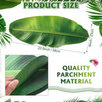 60 Pcs Banana Leaves Parchment Paper Leaf Tropical Artificial Banana Leaves for Cooking Charcuterie Board for Food Serving Hawaiian Party Decoration 22.8 X 9 Inch Centerpieces Placemat