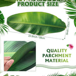60 Pcs Banana Leaves Parchment Paper Leaf Tropical Artificial Banana Leaves for Cooking Charcuterie Board for Food Serving Hawaiian Party Decoration 22.8 X 9 Inch Centerpieces Placemat