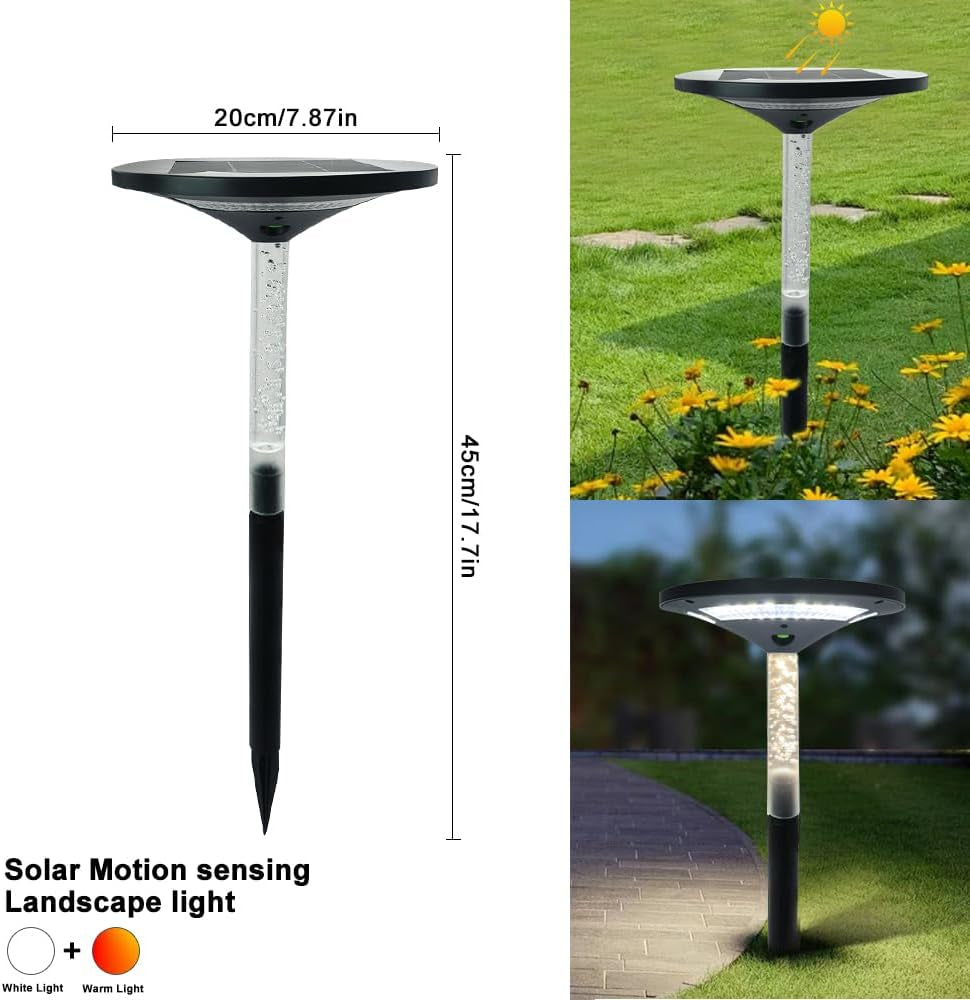 LED Garden Solar Pathway Lights，Outdoor Motion Sensor Landscape Lights for Garden Lighting, IP65 Waterproof Solar Spotlight for Yard
