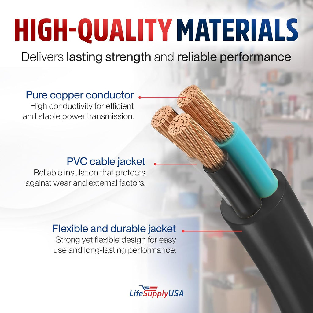 3Ft Outdoor/Indoor Extension Cord 12/3 Gauge Extra Heavy Duty 3 Prong SJTW, Waterproof, Flexible Cold-Resistant Long Power Cord,15A 125V 1875W, Black by