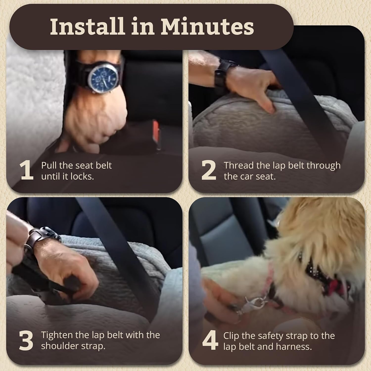 Dog Car Seat for Dogs up to 18Lbs, Lookout II, Palmer Dove (S) | Dog Booster Car Seat with Storage Tray, Elevated View Helps Alleviate Travel Sickness & Fear, Removable Washable Cover