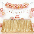 Gold Tablecloth, 60X102 Inch Sequin Rectangle Table Cover for Valentines Cake Dessert Exhibition Party Birthday Events
