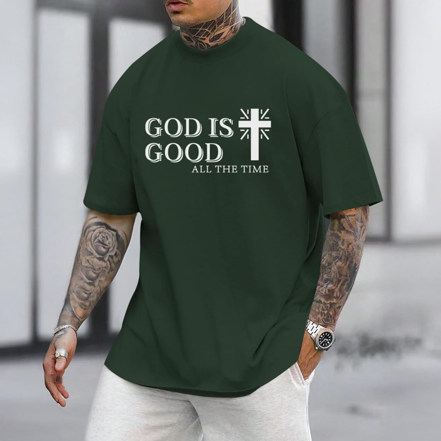 God Is Good Shirt Christian Jesus Cross T Shirts for Men Religious Faith Inspirational Vintage Oversized Graphic Tees