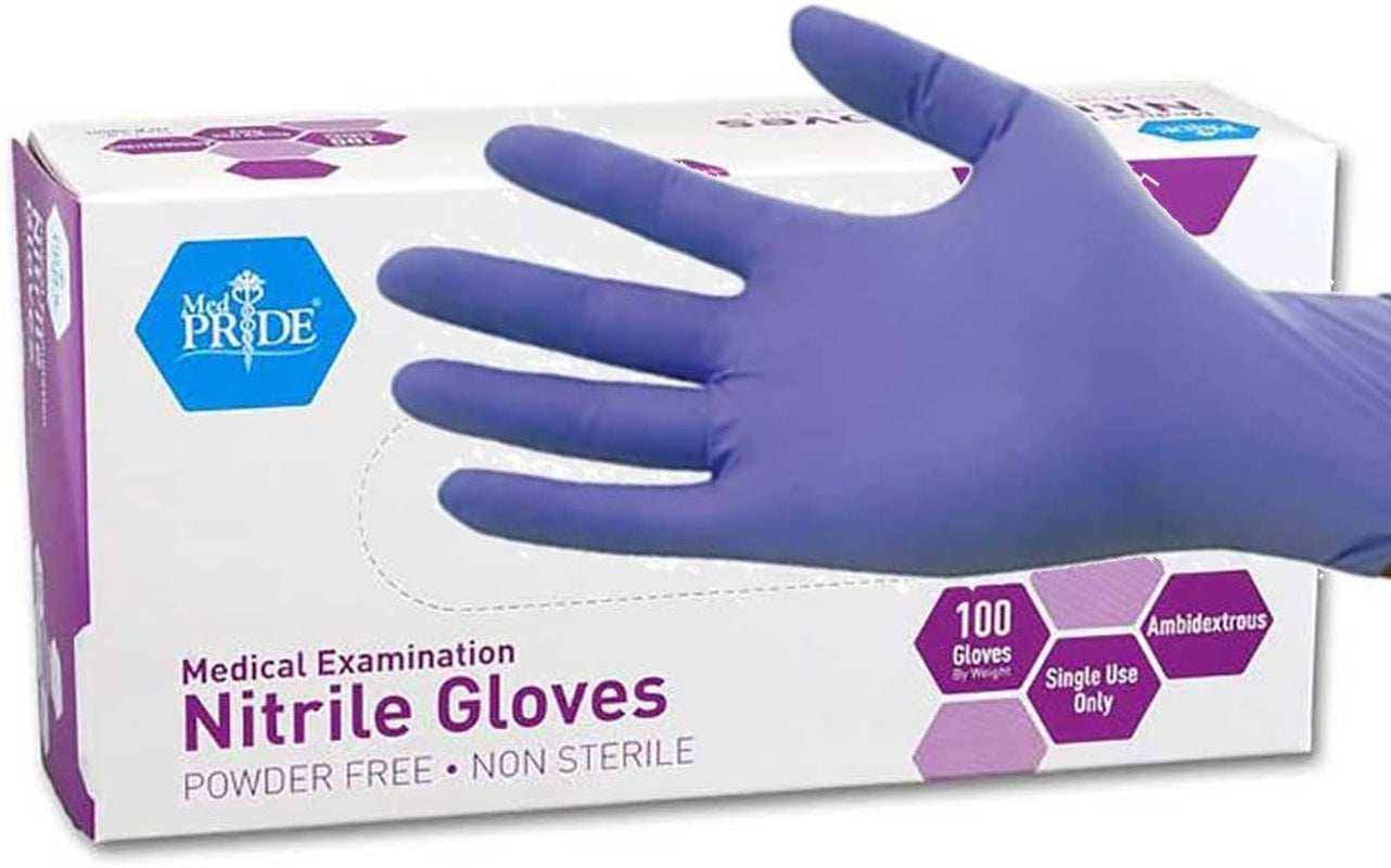 Medpride Powder-Free Nitrile Exam Gloves, Iris Blue, Medium, Box/100