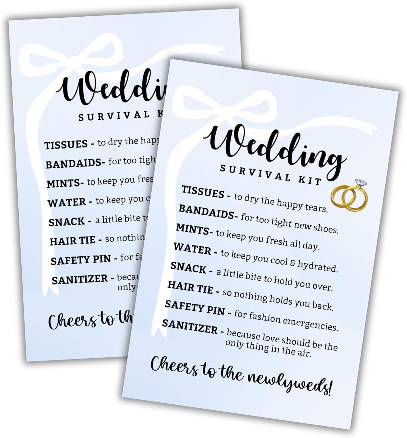 Wedding Survival Kit 30Pk 4X6” Brides Labels Postcards Wedding Party Goodie Gift Bags Essentials for Wedding Day Favors Bachelorette