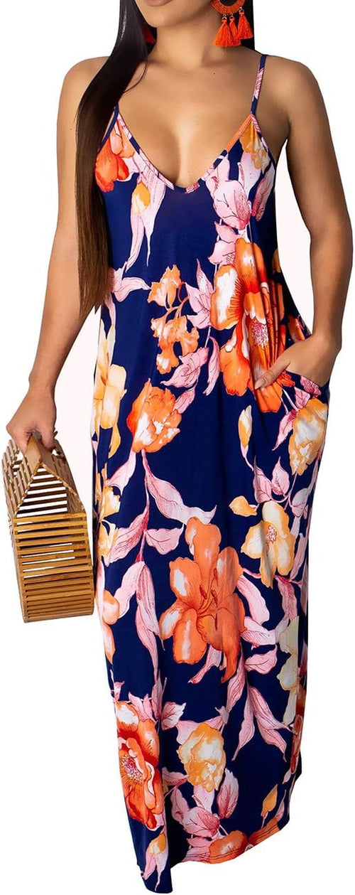 2026 Women'S Casual Summer Floral Long Maxi Dresses Floor Length Sleeveless plus Size Sundresses