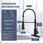 Pull-Down Kitchen Faucet, 2-Mode Sprayer, Matte Black, High Arc | 17-Inch Height, 360 Swivel, Deck Plate, SUS304, Fits 1- or 3-Hole Sinks, Ceramic Cartridge, Easy-Clean Nozzles