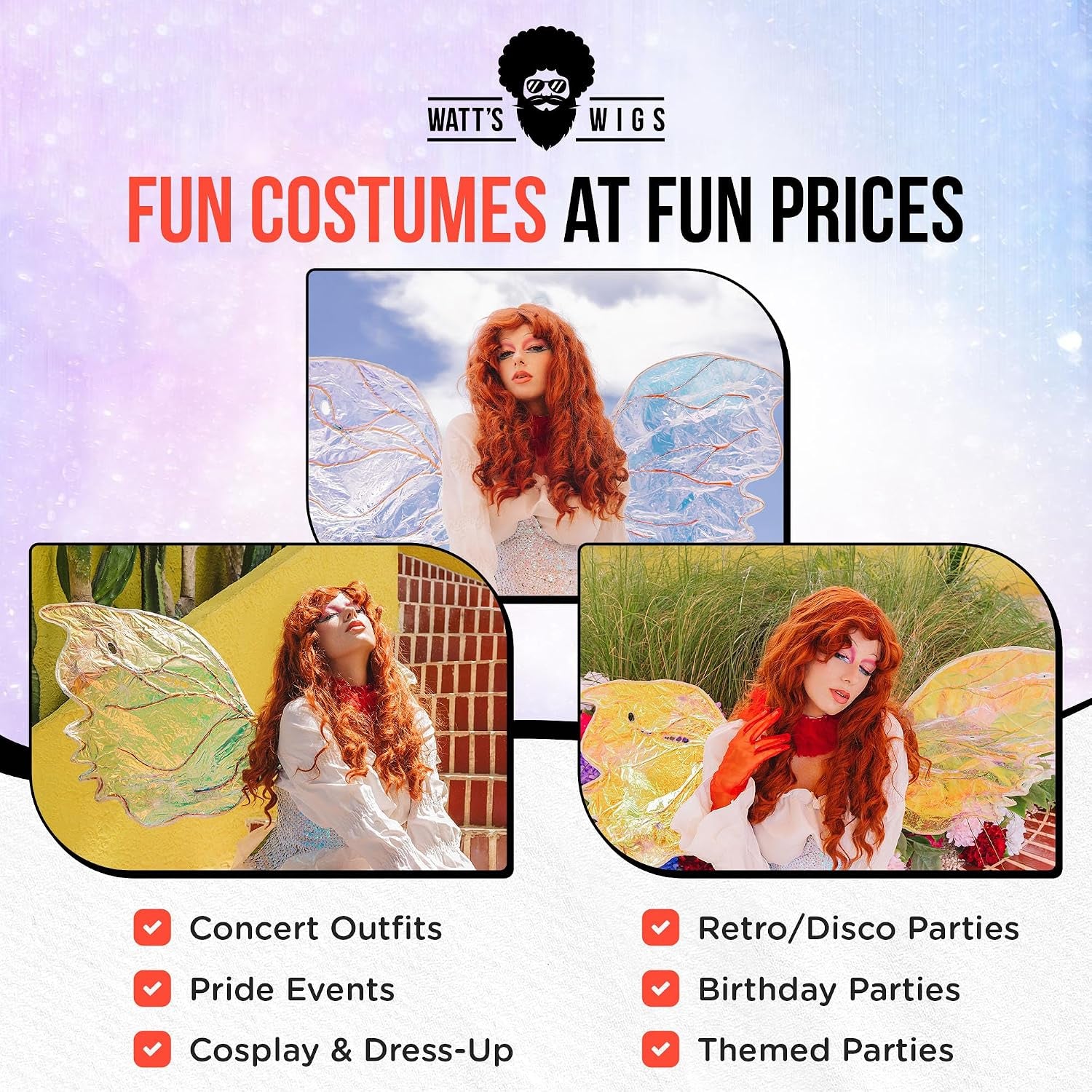 Long Wavy Red Wig – Bright Copper Orange Cosplay Hair for Pop Star Looks, Concert Outfits, Halloween Costume, Chapel Girl Themes, Drag, and Festivals