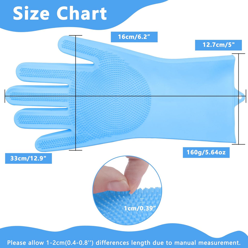 Pet Grooming Gloves—Dog Washing Gloves with High-Density Teeth | Dog Bath Scrubber with Enhanced Five Finger Design, Silicone Gloves for Dogs and Cats Bathing, Massage (Blue)