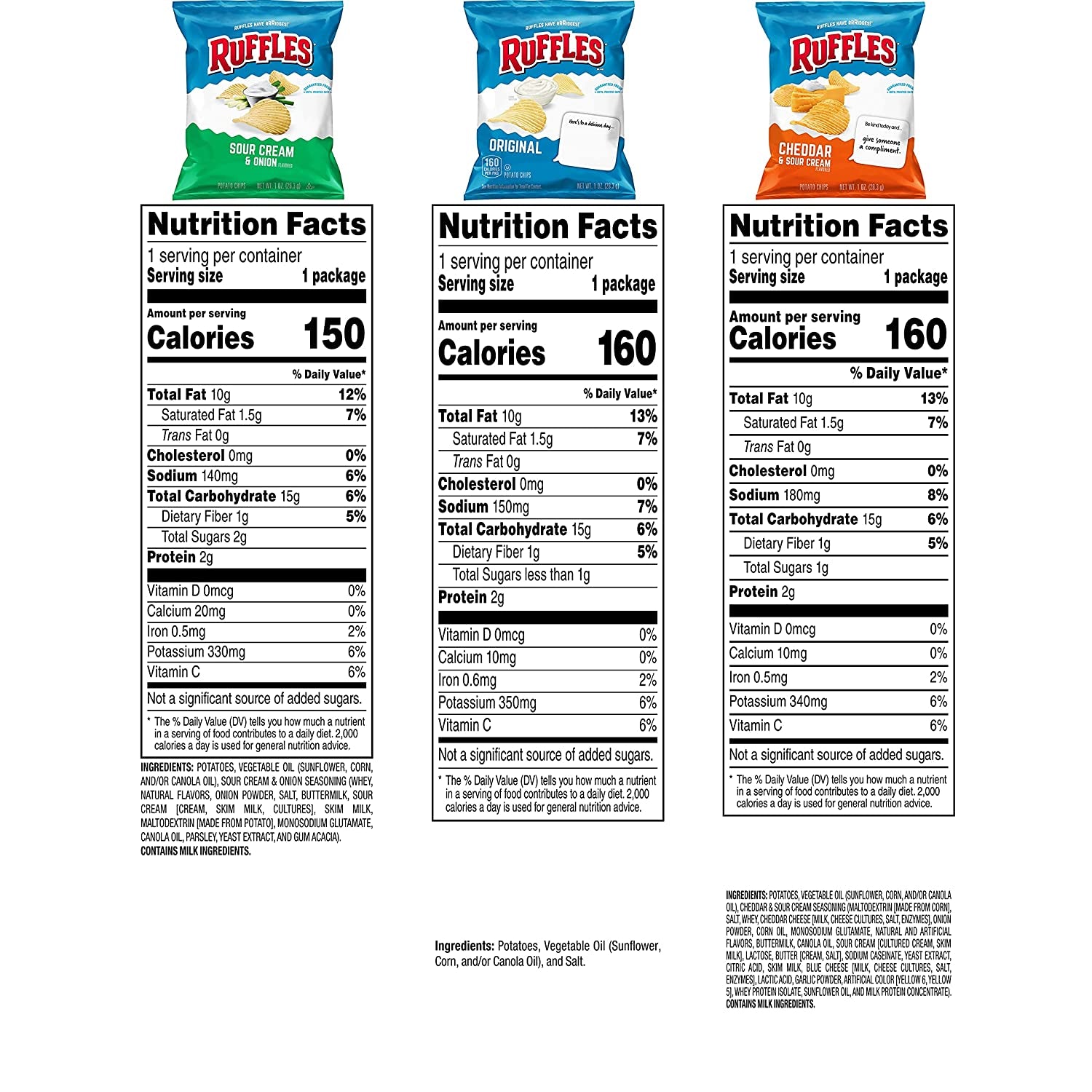 Potato Chips, Variety Pack, 1 Ounce (Pack of 40)