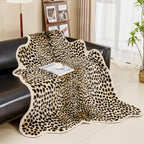 Oversized Cheetah Print Rug, Large Leopard Rug 6.2X8.2 Feet Faux Animal Print Skin Cheetah Area Rug for Bedroom Living Room Animal Fur Hide Rustic Antelope Deer Multicolor