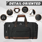 Duffle Bag for Travel,Overnight Weekend Gym Carry on Luggage Bag, 50L Canvas Travel Duffel Bag for Men Women, Expandable Spacious Travel Duffel Bag, Black