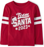 Unisex-Baby and Newborn Long Sleeve Graphic Bodysuit Santa Red 12-18 Months