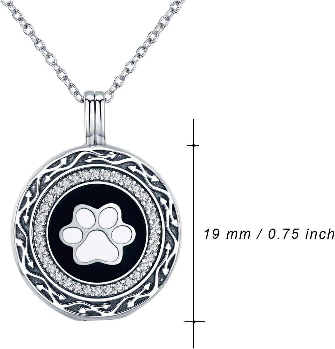 S925 Sterling Silver Paw Urn Pendant Necklace for Pet Cat Dog Ashes Cremation Locket Keepsake Memorial Urn Necklace.