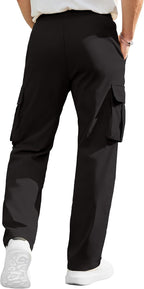 Mens Casual Cargo Pants Workout Hiking Sweatpants with Multi Pockets | Workout,Fishing,Hiking,Joggers Stretch,Multi Pockets,Elastic Waist,Lightweight,Drawstring,Work,Tactical Sweatpants