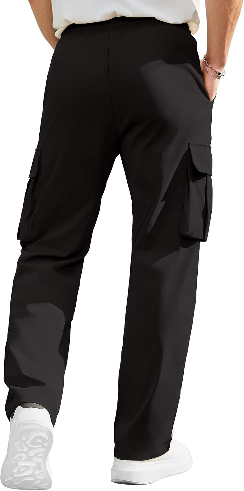 Mens Casual Cargo Pants Workout Hiking Sweatpants with Multi Pockets | Workout,Fishing,Hiking,Joggers Stretch,Multi Pockets,Elastic Waist,Lightweight,Drawstring,Work,Tactical Sweatpants