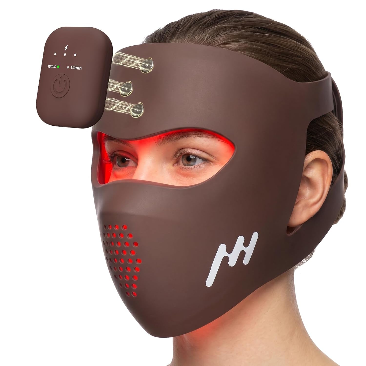 4D Red Light Mask for Face with Red & Blue Light Modes, Cordless Rechargeable LED Face Mask, Dual Controllers, 10/15 Min Timer for Daily Use